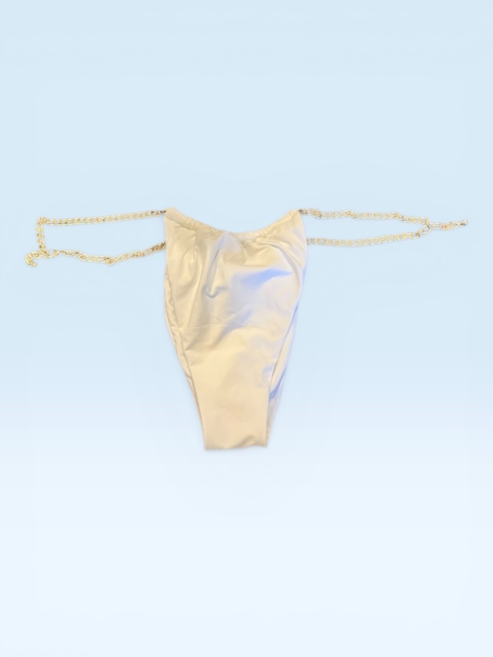 Beach Bunny White Brazilian Bikini Bottom Size L Gold Chain Adjustable NWOT - Picture 2 of 4